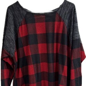 Plaid Red and Black Women's Top